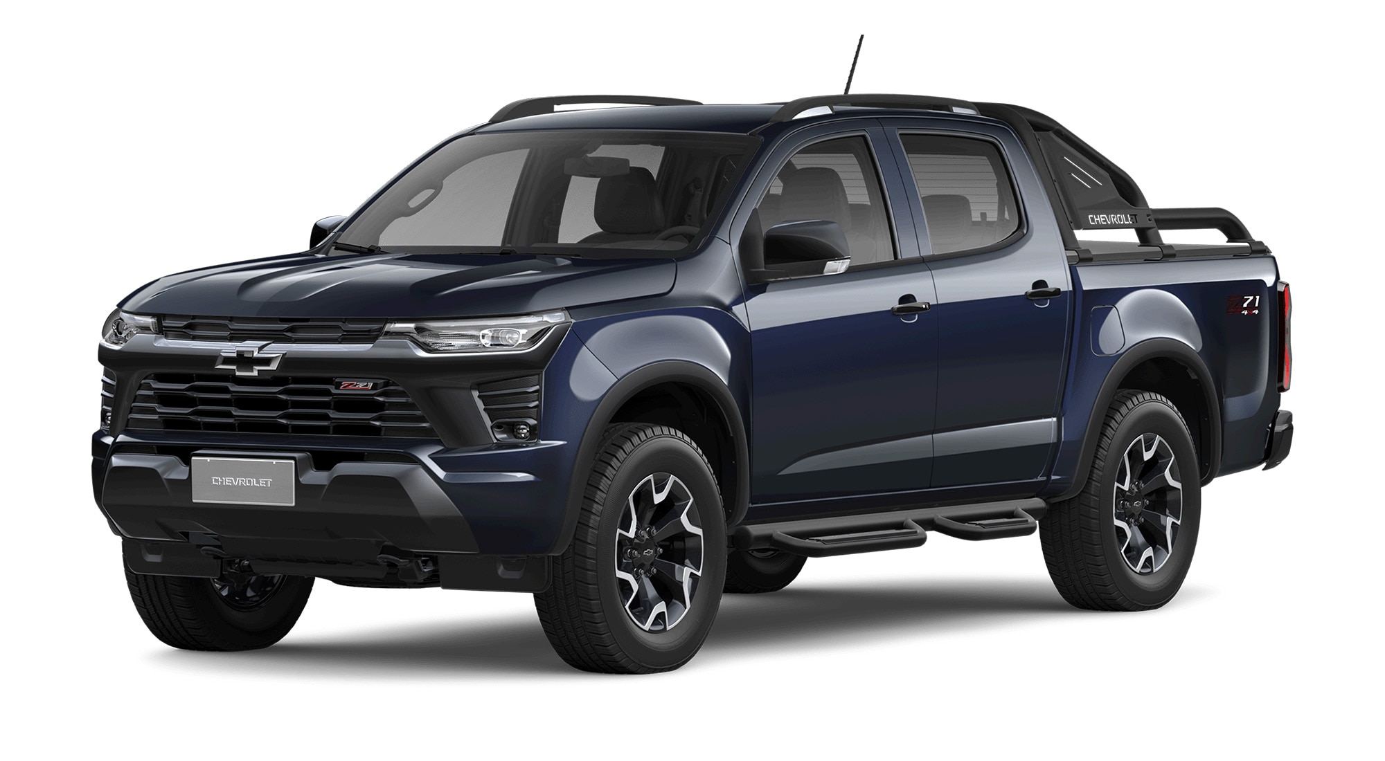 Chevrolet Colorado Z71 color Azul Lunar Metalizado destacando su diseño pickup