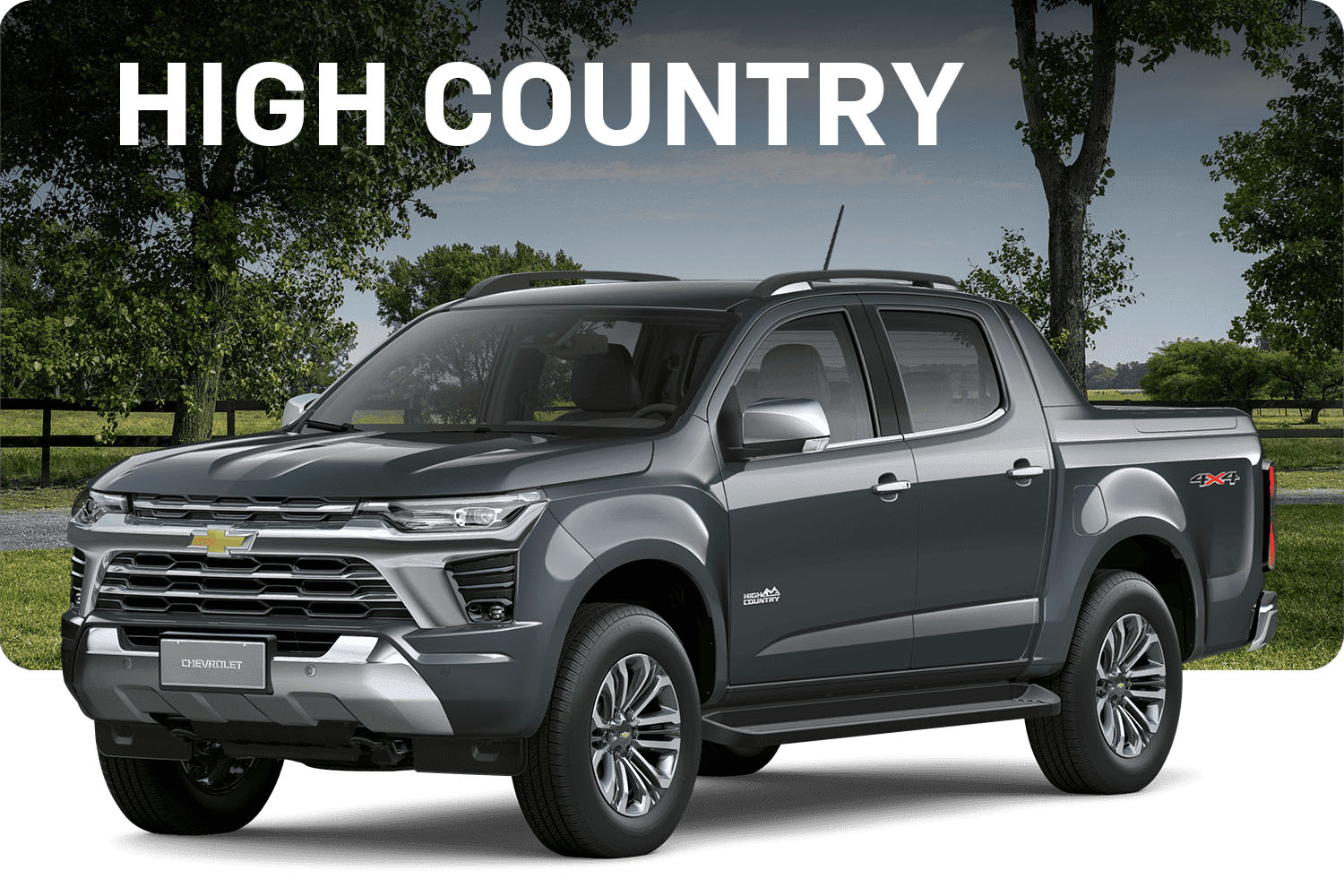 Chevrolet Colorado High Country Verde Musgo en paisaje campestre